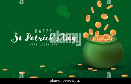 Happy Saint Patrick's Day Graphic Template with Clover Leaf Vector Illustration Stock Vector