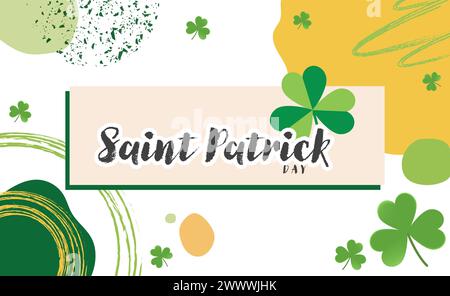 Happy Saint Patrick's Day Graphic Template with Clover Leaf Vector Illustration Stock Vector