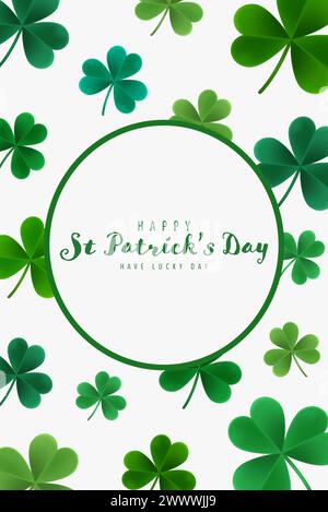 Happy Saint Patrick's Day Graphic Template with Clover Leaf Vector Illustration Stock Vector