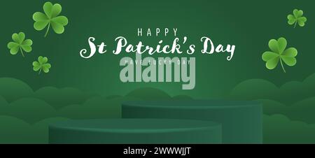 Happy Saint Patrick's Day Graphic Template with Clover Leaf Vector Illustration Stock Vector