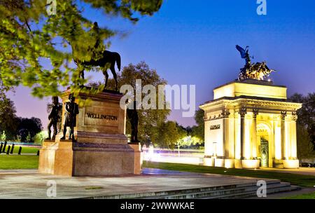 The Wellington Arch At Night London UK Stock Photo