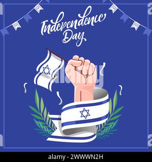 Israel Independence Day Vector Illustration with Flag and David Star Design Stock Vector
