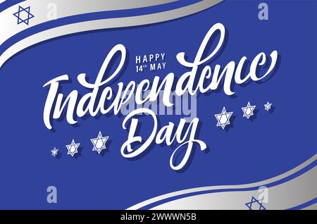Israel Independence Day Vector Illustration with Flag and David Star Design Stock Vector
