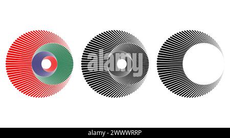 Radial speed line perspective radius stroke vector. Rotating circle like. Stock Vector