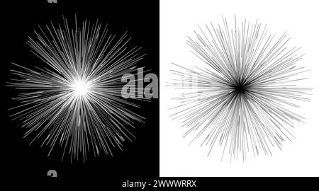 Radial speed line perspective radius stroke vector. Rotating circle like a sunbrust. Stock Vector