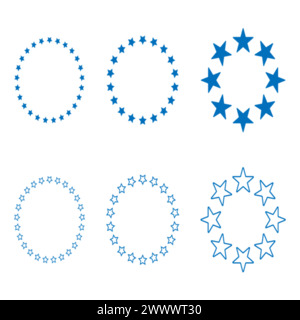 Five star circles icon set vector. Stock Vector