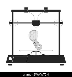 Pelvic girdle on 3d printer black and white 2D line cartoon object Stock Vector