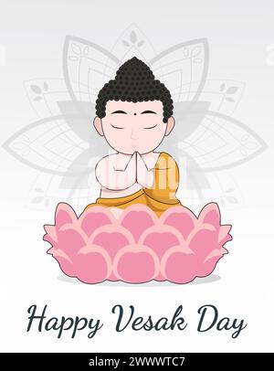 Happy Vesak Budha Purnima Day Background With Budha Statue Vector Illustration Stock Vector