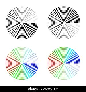 Many streaks ring from thin to thick lines. Stock Vector