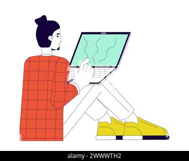 Software development engineer 2D linear cartoon character Stock Vector