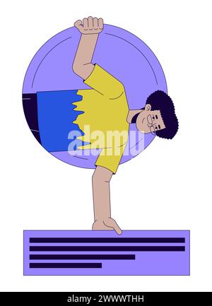 Software developer coding 2D linear cartoon character Stock Vector