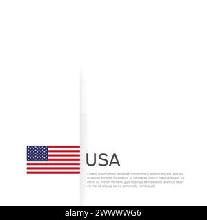 USA flag background. State patriotic us banner, cover. Document template with united states flag, white background. National poster. Business booklet Stock Vector