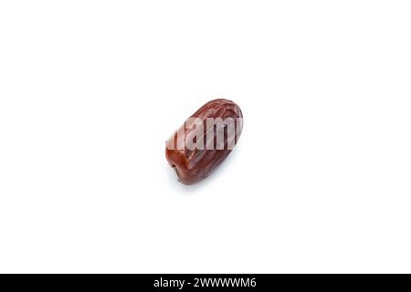 Image of tasty dried dates fruits isolated on white background. Clipping path. Vegetarian and healthy snack. Stock Photo