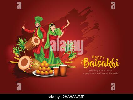 Happy Lohri festival of Punjab India background. lohri elements background. abstract vector illustration banner design Stock Vector