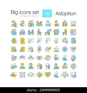 Adoption RGB color icons set Stock Vector