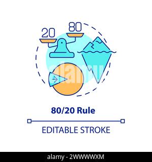 80 20 rule multi color concept icon Stock Vector