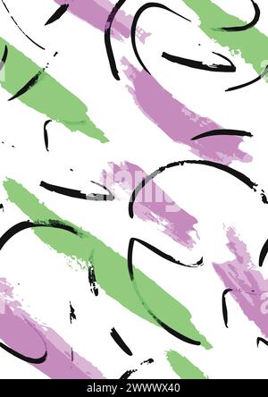 Texture seamless pattern with zigzag lines, triangles and dots. Hand drawn bold geometric shapes. Modern stylish texture with labyrinth motif. Vector Stock Vector
