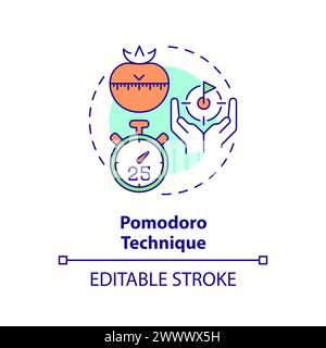 Pomodoro technique multi color concept icon Stock Vector