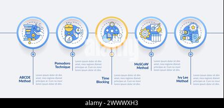 Prioritization techniques circle infographic template Stock Vector