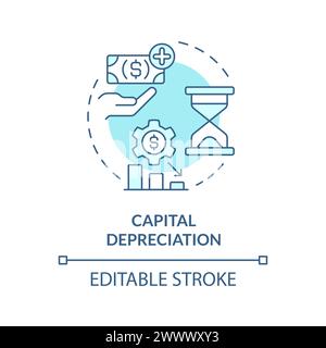 Capital depreciation soft blue concept icon Stock Vector