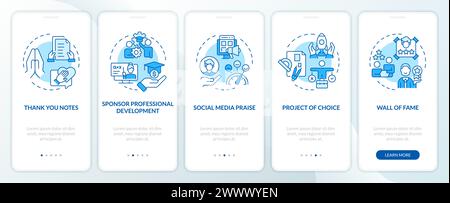 Employee acknowledgement blue onboarding mobile app screen Stock Vector