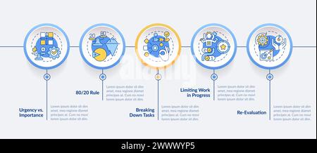 Prioritization principles, focus control circle infographic template Stock Vector