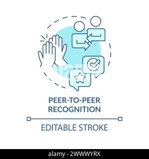 Peer to peer recognition soft blue concept icon Stock Vector