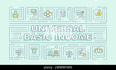 Universal basic income turquoise word concept Stock Vector