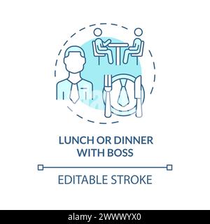 Lunch or dinner with boss soft blue concept icon Stock Vector