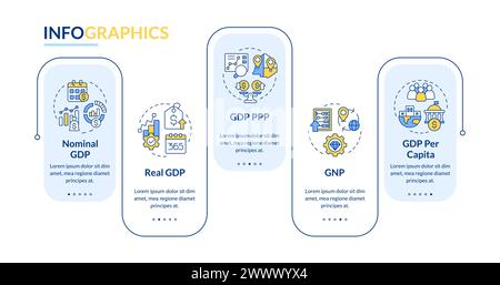 National economic indicators rectangle infographic template Stock Vector