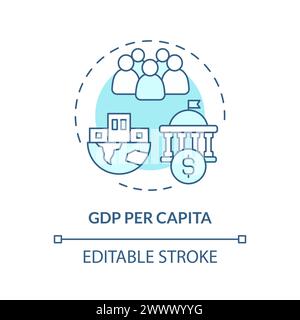 Gdp per capita soft blue concept icon Stock Vector