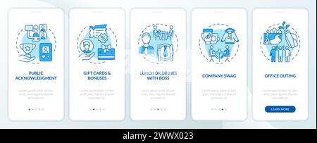 Employee recognition ideas blue onboarding mobile app screen Stock Vector