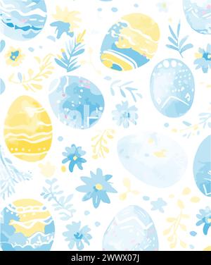 Easter seamless vector pattern background. watercolor effect Stock Vector