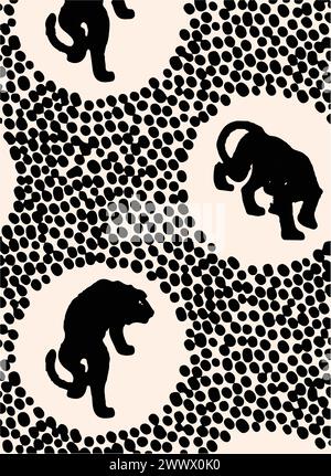vector animals pattern illustration. wild animal outline safari vector Stock Vector