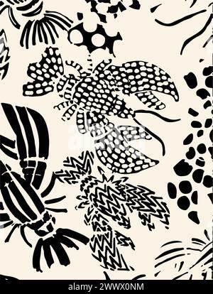 vector animals pattern illustration. wild animal outline safari vector Stock Vector