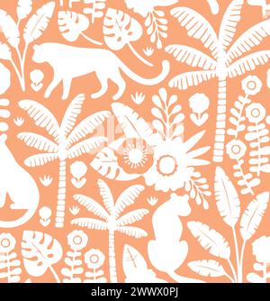 vector animals pattern illustration. wild animal outline safari vector Stock Vector