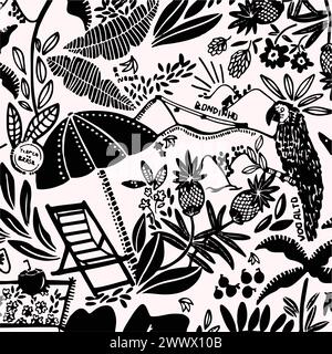 vector animals pattern illustration. wild animal outline safari vector Stock Vector