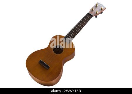 Mahalo Ukulele stringed musical instrument isolated on white background Stock Photo