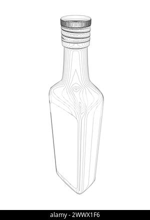 Bottle outline icon isolated on white background. Vector illustration. Bottle of red wine icon in outline style isolated on white background. Wine pro Stock Vector
