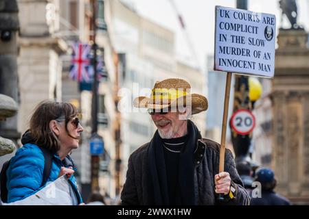 London, UK. 26th Mar, 2024. The Don't Extradite Assange campaign protest in support of Julian Assange as the results of his latest appeal are announced at the High Court. Credit: Guy Bell/Alamy Live News Stock Photo
