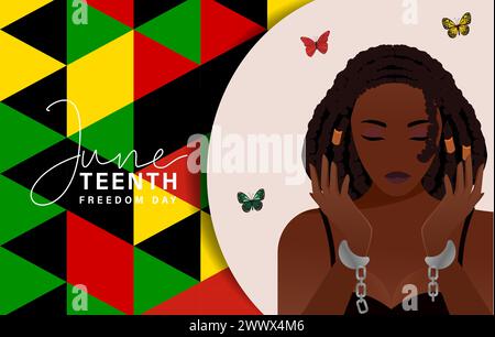 Black History Month Design Poster with Girl Character Vector Illustration Stock Vector