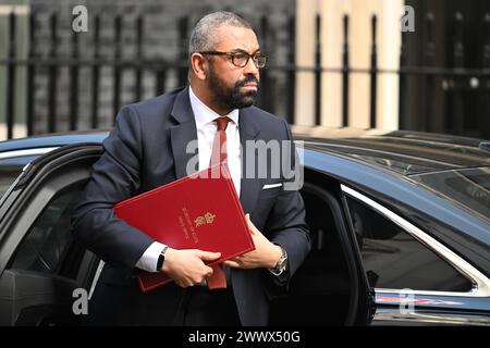 Downing Street, London, UK. 26th March, 2024. James Cleverly MP, Secretary of State for the Home Department, Home Secretary in Downing Street for weekly cabinet meeting. Credit: Malcolm Park/Alamy Live News. Stock Photo