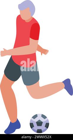 Play soccer game icon isometric vector. Elderly play. Senior male running outdoor Stock Vector