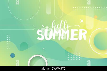 3D Realistic Summer Time Holiday Banner Design with Colorful Beach Elements Background. Vector Illustration. Summer Sale, Post Template, 3D Tropical E Stock Vector