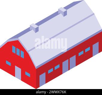 Red pig farm icon isometric vector. Country building. Business eco farming Stock Vector