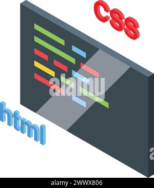 Code site optimization icon isometric vector. Responsive web design. Digital content Stock Vector