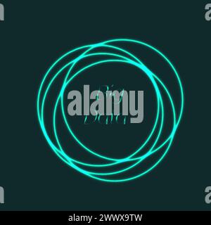 Big data visualization. Neon blue circles. Abstract background. Vector illustration Stock Vector
