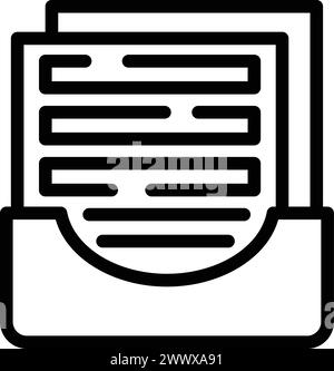 Paper tray icon outline vector. Office storage stack. Documents holder tool Stock Vector