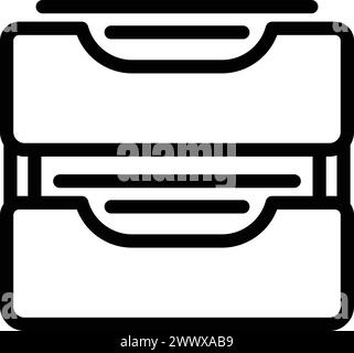 Plastic multi layer office tray icon outline vector. Documents holder item. Desk work organizer Stock Vector