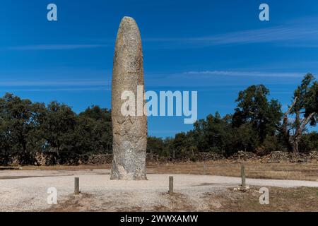 The Menhir of Meada standing stone near Castelo de Vide in Portugal Stock Photo